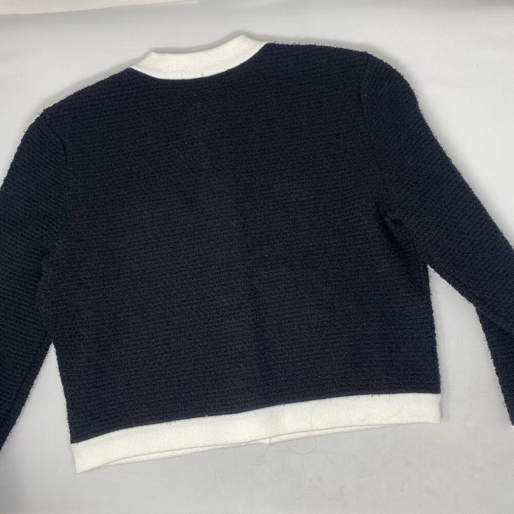 Alice + Olivia Claira Black/Soft White Cardigan Small - Picture 12 of 12